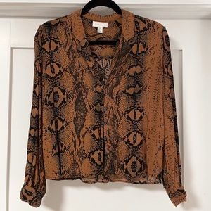 Topshop Snake Print Button Down
